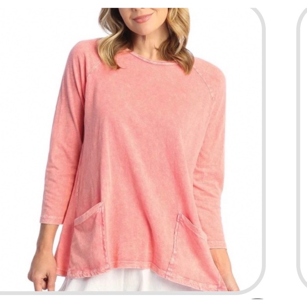 Jess & Jane Tunic Top  Oversized 1X Coral NWT 100% Cotton Pocket A-Line